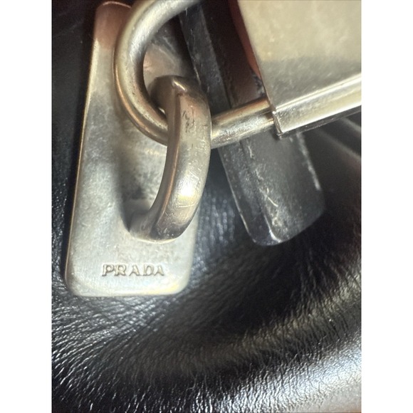 PRADA shoulder bag in black with triangular logo plate and nylon "As Is" - Picture 4 of 9